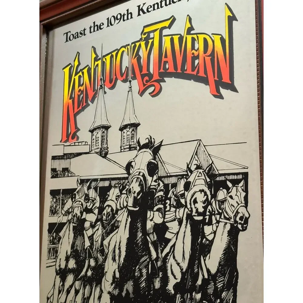 Vintage‎ Kentucky Tavern Bourbon Mirror 1983 Derby 109 Horse Racing Bar Decor